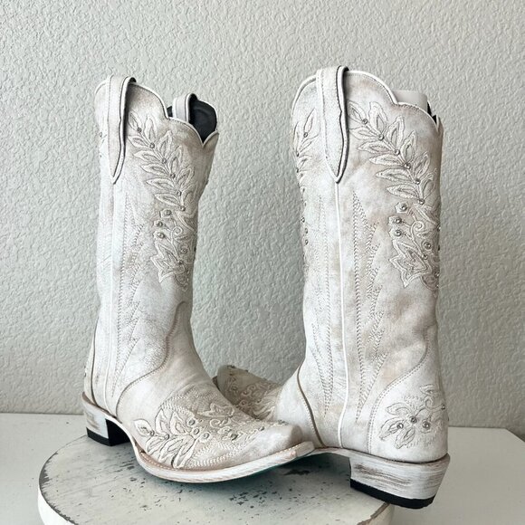 Lane boots Shoes - Lane DESTINY Womens Cowboy Boots 8 White Western Cowgirl Bridal Mid Calf Tall